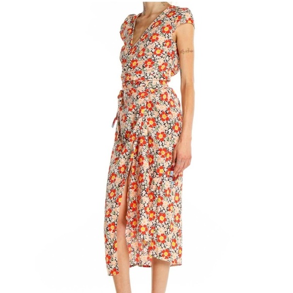J Crew Mercantile True Wrap Midi Floral Dress Peasant Cottagecore Nostalgic - Picture 1 of 8